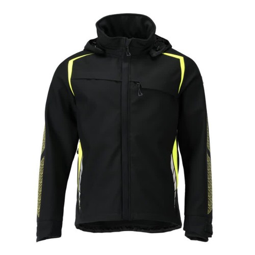 Mascot Accelerate 23002 Waterproof Softshell Jacket Black / Hi-Vis Yellow