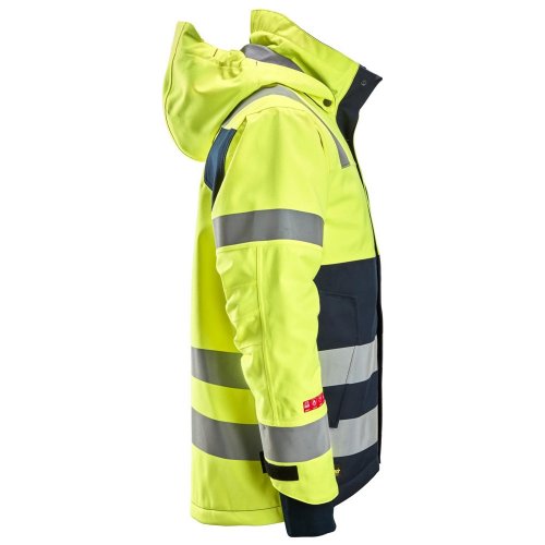 Snickers 1162 ProtecWork Waterproof Class 3 Hi-Vis Yellow Insulated Hooded Jacket
