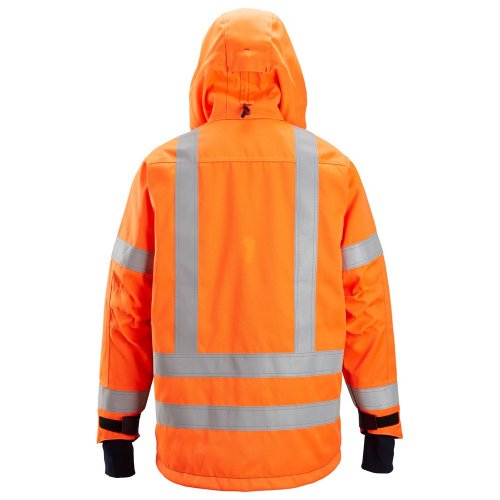 Snickers 1164 ProtecWork Waterproof Class 3 Hi-Vis Orange Insulated Hooded Jacket