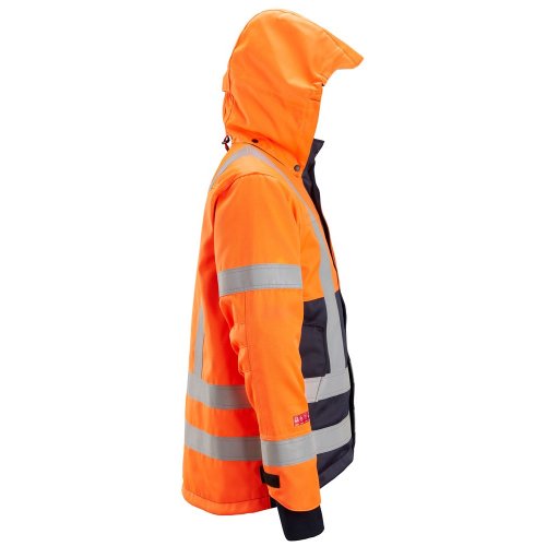 Snickers 1164 ProtecWork Waterproof Class 3 Hi-Vis Orange Insulated Hooded Jacket