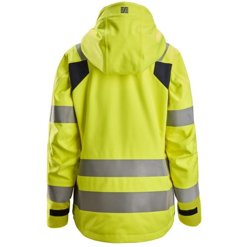 Snickers 1368 ProtecWork Women's Waterproof Class 3 Hi-Vis Yellow Shell Hooded Jacket