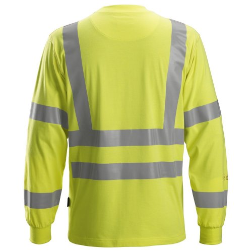 Snickers 2461 ProtecWork Class 3 Hi-Vis Yellow Long Sleeved T-Shirt 