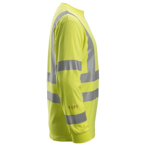 Snickers 2461 ProtecWork Class 3 Hi-Vis Yellow Long Sleeved T-Shirt 