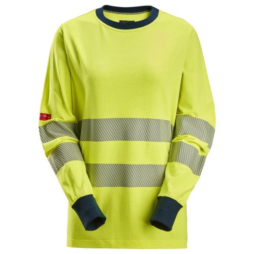 Snickers 2476 ProtecWork Women's Class 3/2 Hi-Vis Yellow Long Sleeved T-Shirt