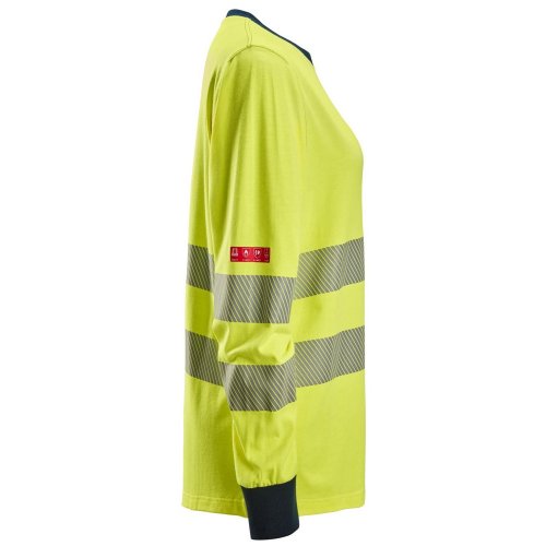 Snickers 2476 ProtecWork Women's Class 3/2 Hi-Vis Yellow Long Sleeved T-Shirt