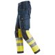 Snickers 6274 ProtecWork Class 1 Hi-Vis Yellow / Navy Stretch Trousers Holster Pockets