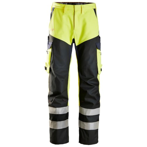 Snickers 6365 ProtecWork Class 1 Hi-Vis Yellow / Navy Reinforced Trousers