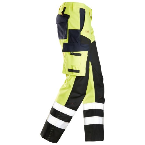 Snickers 6365 ProtecWork Class 1 Hi-Vis Yellow / Navy Reinforced Trousers