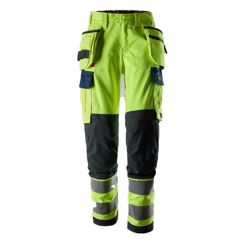 Snickers 6768 ProtecWork Women's Class 2 Hi-Vis Yellow / Navy Stretch Trousers Holster Pockets