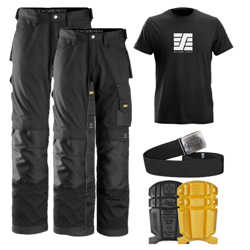 Snickers 2 x 3211 Kit Inc Snickers Direct TShirt, Kneepads & A PTD Belt