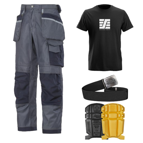 Snickers 3212 Trousers Plus Snickers 9110 Kneepads & SD T-Shirt & PTD Belt