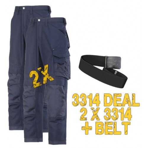 Snickers Workwear 3314 Deal 1 2 x 3314 Trousers Plus A Belt