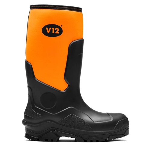 V12 V2110 Groundworker Black / Orange Safety Wellingtons