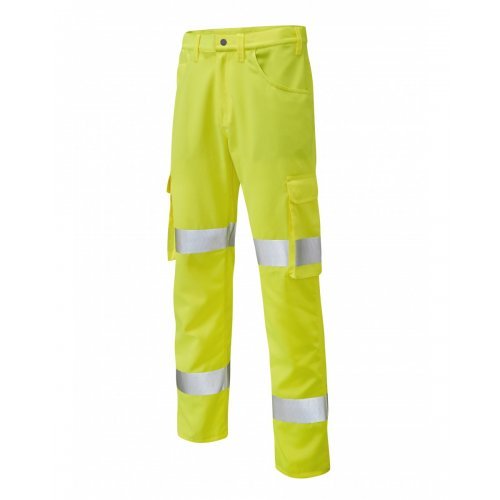 Leo Workwear Yelland Class 1 Yellow Lightweight Cargo Trouser