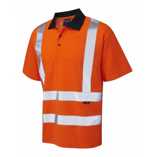 Leo Workwear Croyde Class 2 Orange Poly/Cotton Polo Shirt