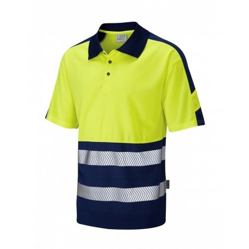 Leo Workwear Watersmeet Class 1 Yellow 2Tone Hi Vis Polo Shirt