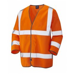 Leo Workwear Forches Class 3 Orange Hi Vis 3/4 Length Sleeved Waistcoat