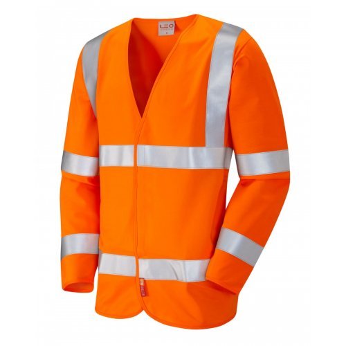 Leo Workwear Parkham Class 3 LFS Orange Hi Vis Sleeved Waistcoat