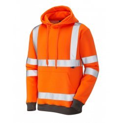 Leo Workwear Goodleigh Class 3 GO/RT Orange Hi Vis Hooded Sweatshirt