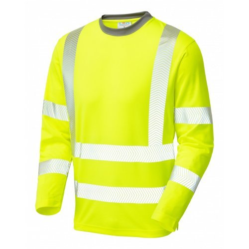 Leo Workwear Capstone Hi Vis Sleeved Yellow T-Shirt