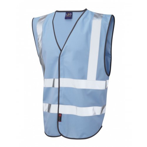Leo Workwear Pilton Sky Hi Vis Reflective Waistcoat