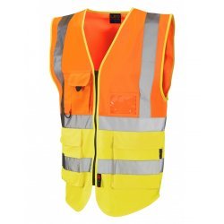 Leo Workwear Lynton Class 2 Hi Vis Orange/Yellow Superior Waistcoat