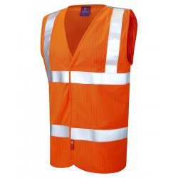 Leo Workwear Clifton Class 2 LFS Anti Static Orange Hi Vis Waistcoat
