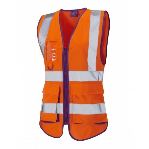 Leo Workwear Lynmouth Class 1 Orange Ladies Waistcoat
