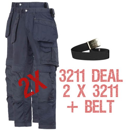 Snickers 2 x 3211 Kit Inc A PTD Belt CoolTwill Holster Trousers