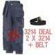 Snickers Workwear 3214 Deal 1 2 x 3214 Trousers Plus A Belt